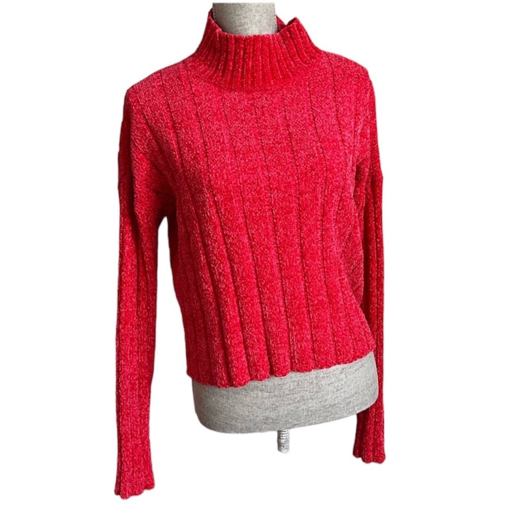 Moral Fiber Chenille Ribbed Sweater Mock Neck Turtleneck Pullover Top XL